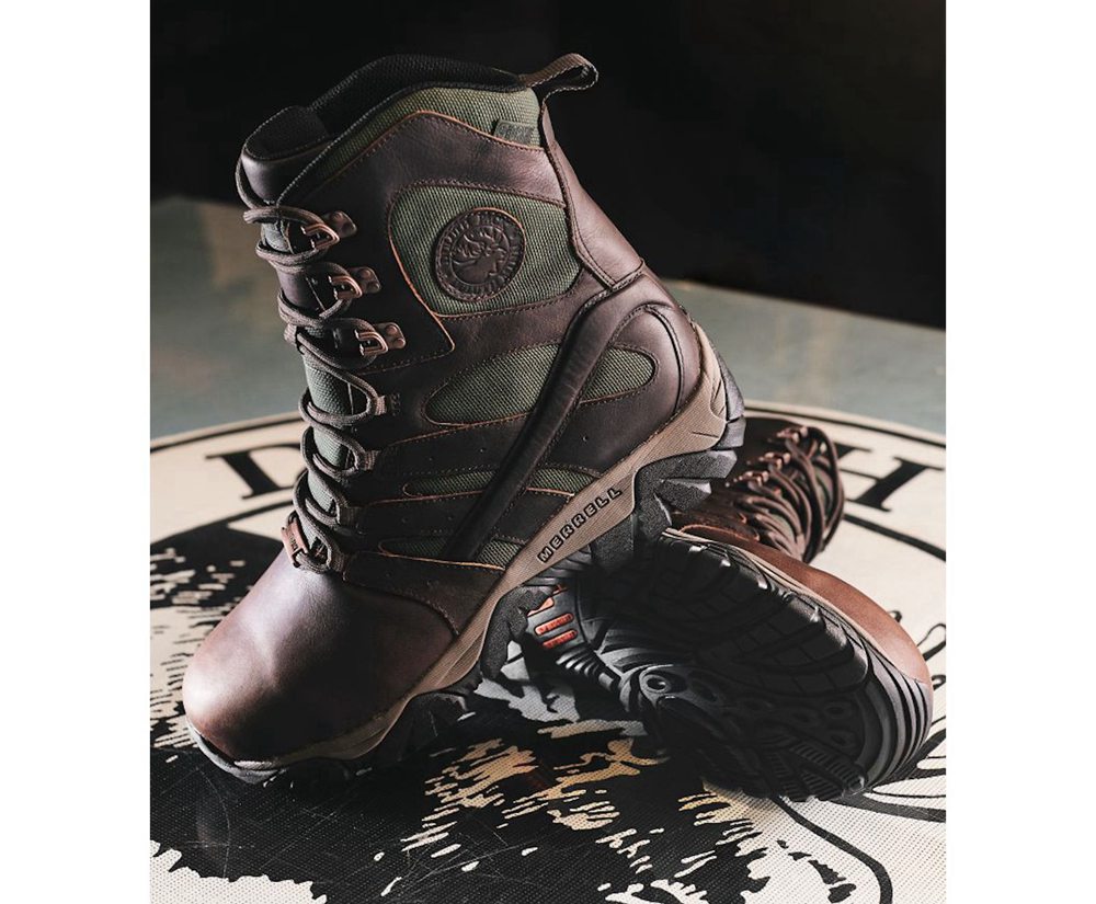 Merrell Work Boots Brown - Moab Duluth Pack 8\" Waterproof SR - Mens 40GJQKSOV